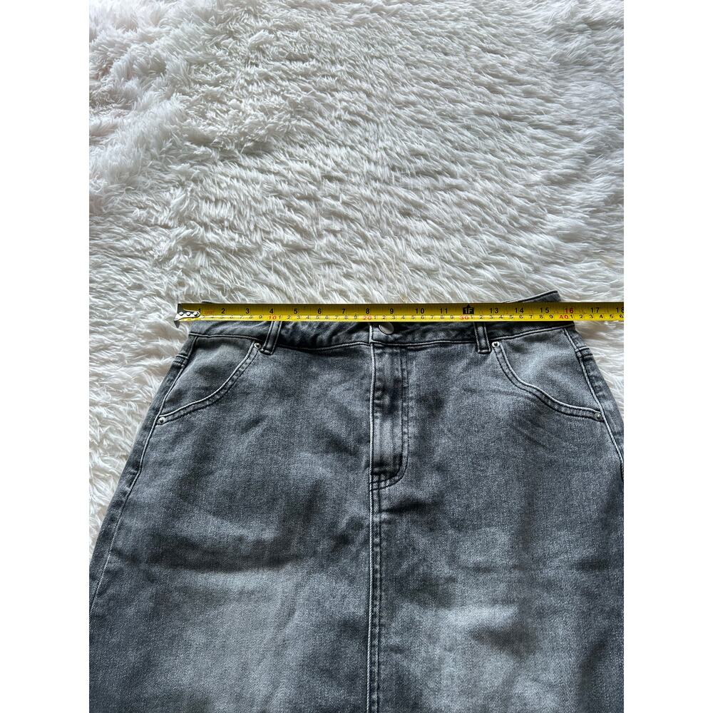 Urban Revivo Grey Denim Midi Skirt US 8 Vintage Style - Picture 7 of 8